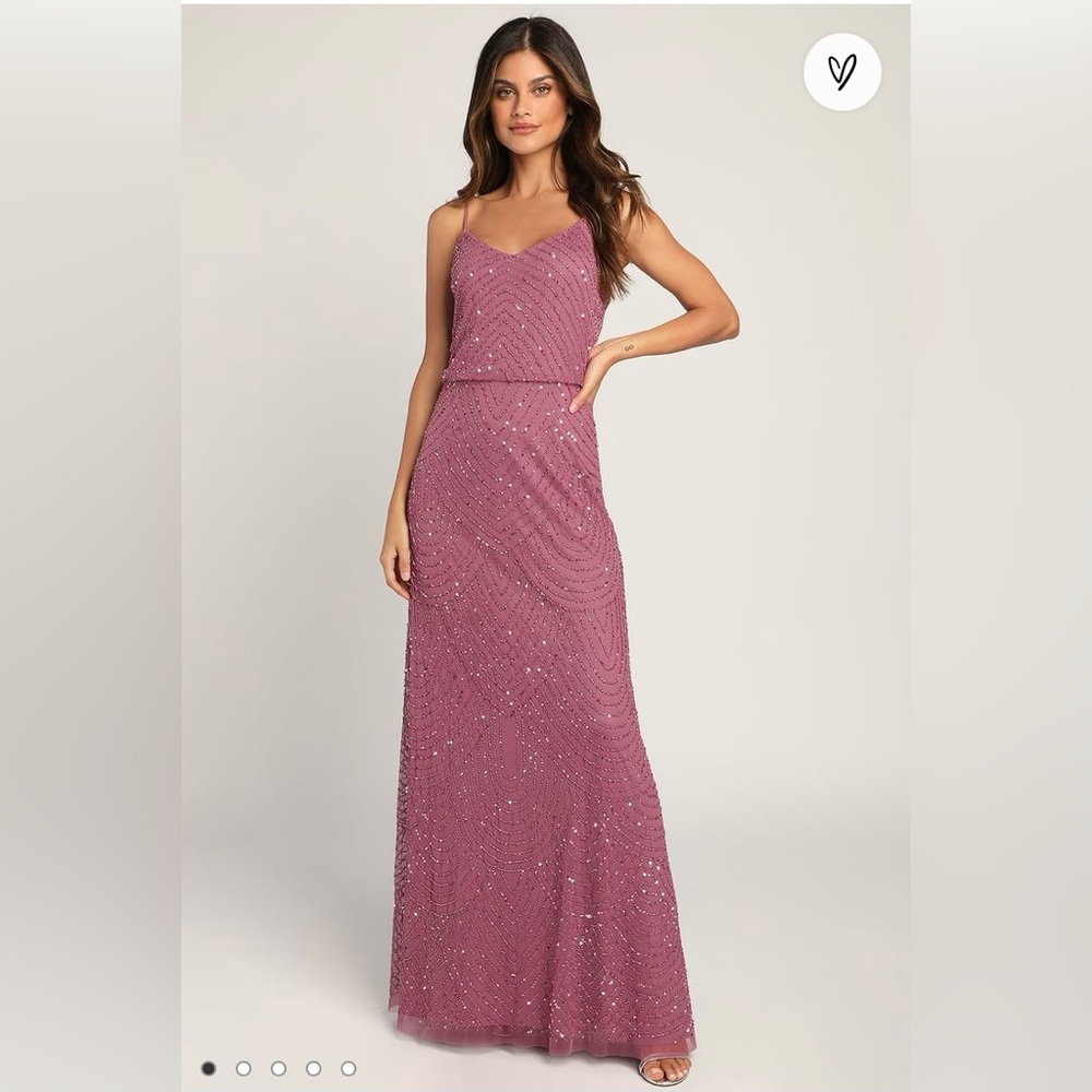 SALE - Wine Beaded Sequin Maxi Dress -worn once!